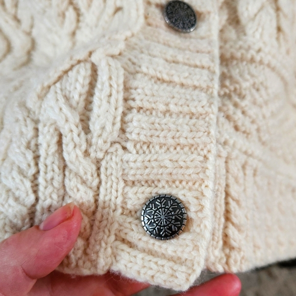 RALPH LAUREN 100% WOOL Snowflake Nordic Hand Knit Cream Sweater Cabincore Lrg - Picture 7 of 10
